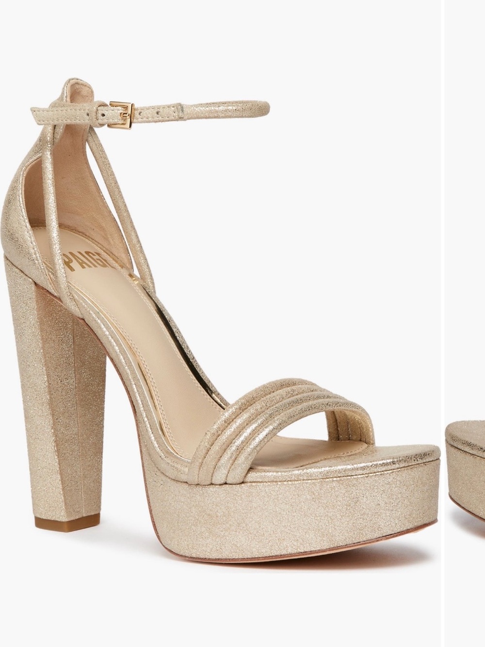 PAIGE Platform Ankle-Strap Sandal in Metallic Gold sz. 8.5 NEW! $49